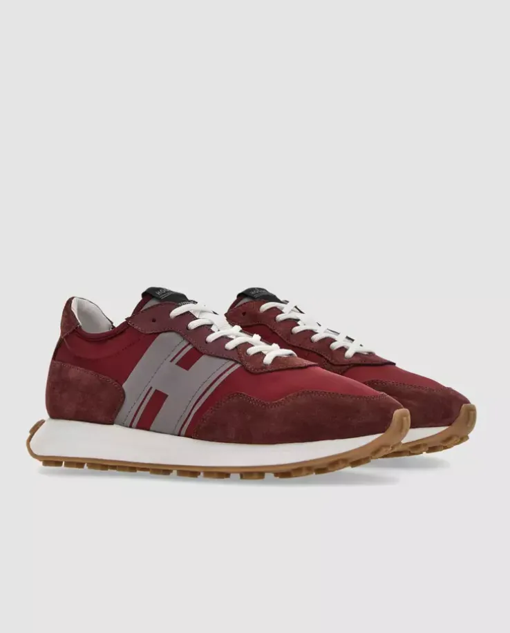 Bordowe zamszowe sneakersy