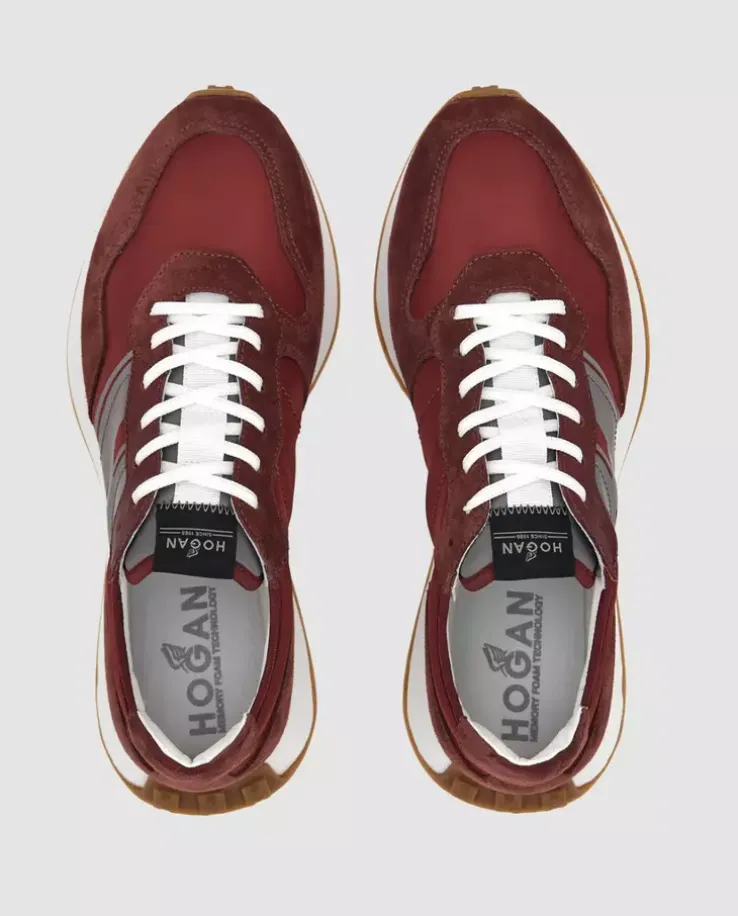 Bordowe zamszowe sneakersy