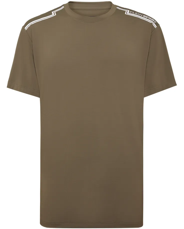 Brązowy t-shirt z ozdobnym wzorem