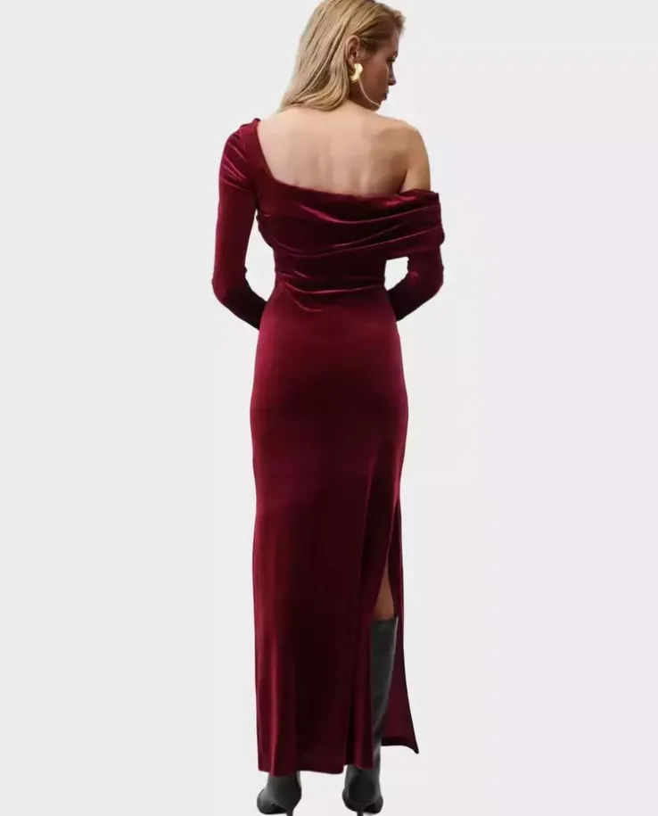 Burgundowa sukienka Femme Fatale