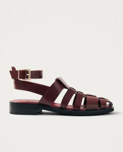 Burgundowe sandały skórzane Perry Sleek