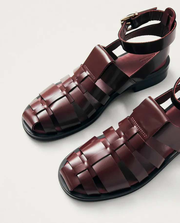 Burgundowe sandały skórzane Perry Sleek
