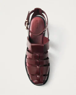 Burgundowe sandały skórzane Perry Sleek