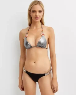Błyszczący top od bikini Yara