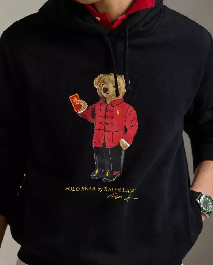 Czarna bluza z kapturem Polo Bear