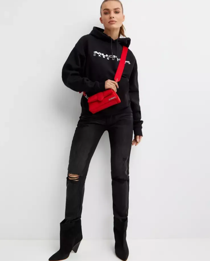 Czarna bluza z kapturem z logo