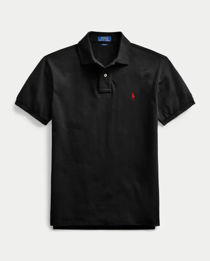 Czarna koszulka polo Slim Fit Mesh