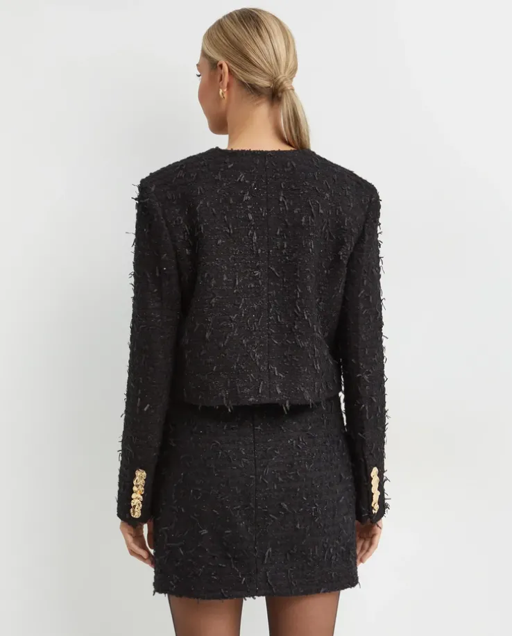 Czarna tweedowa marynarka