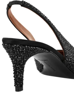 Czarne czółenka z kryształami