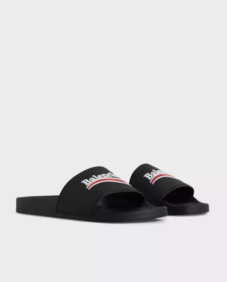 Czarne gumowe klapki z logo