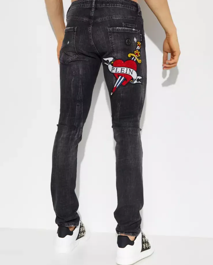 Czarne jeansy z naszywką Love