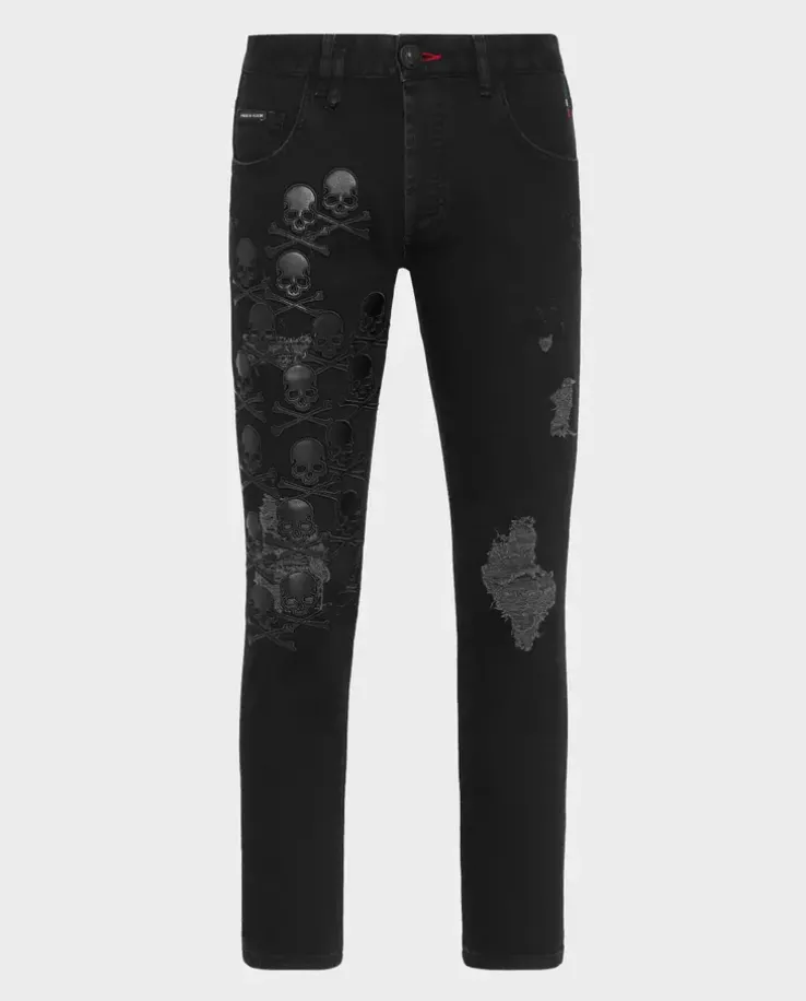 Czarne jeansy z naszywkami Skull&Bones