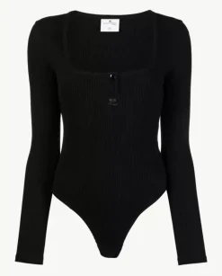 Czarne prążkowane body