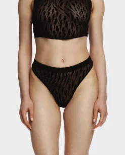 Czarne siateczkowe figi Flock Mesh