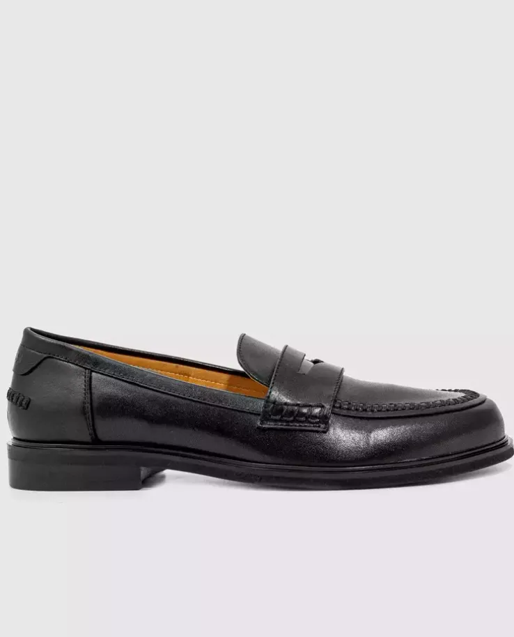 Czarne skórzane loafersy