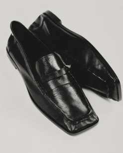 Czarne skórzane loafersy Rock