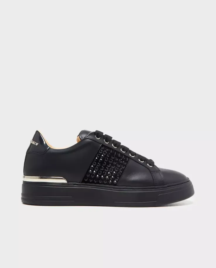 Czarne sneakersy Lo-Top z kryształami
