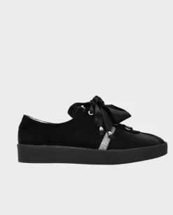 Czarne welurowe sneakersy z kryształkami
