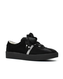 Czarne welurowe sneakersy z kryształkami