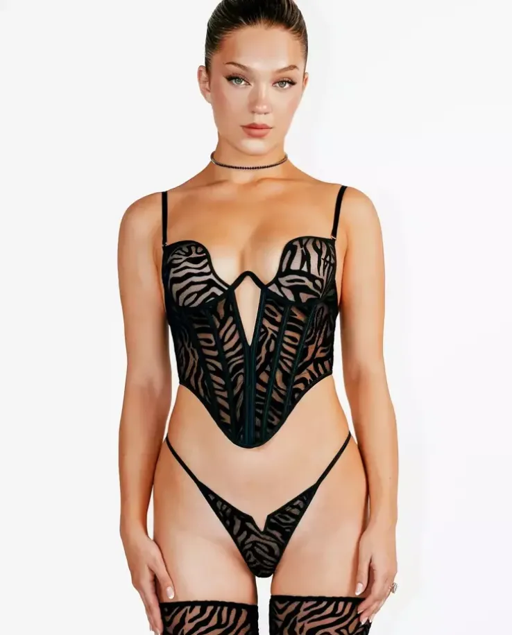 Czarny gorset z printem Kylie