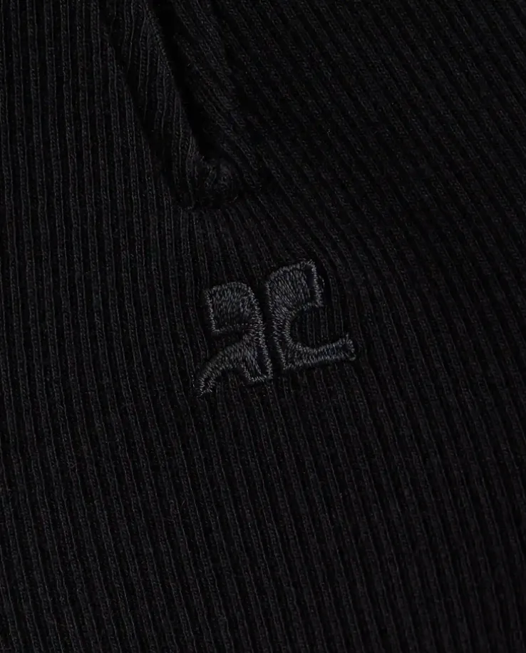 Czarny prążkowany longsleeve
