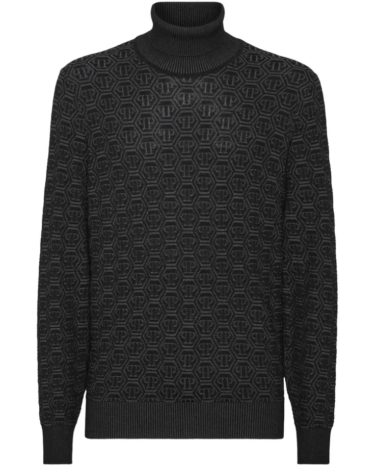 Czarny sweter z golfem