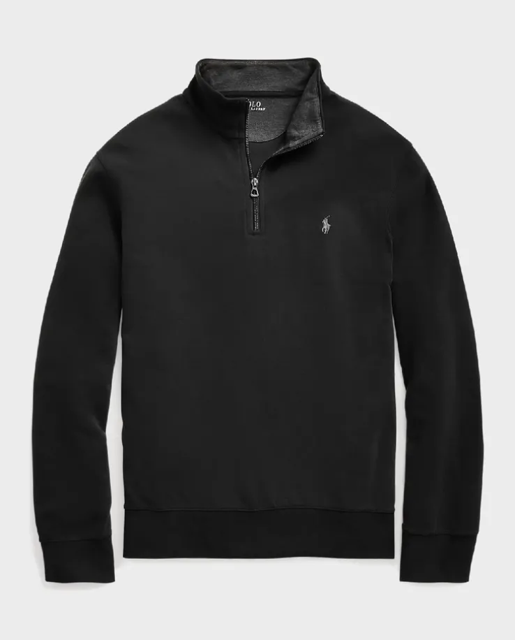 Czarny sweter z suwakiem i logo
