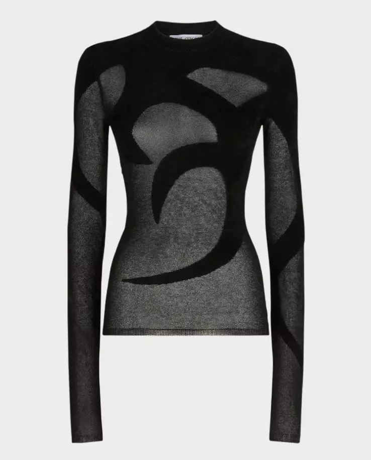 Czarny szyfonowy sweter