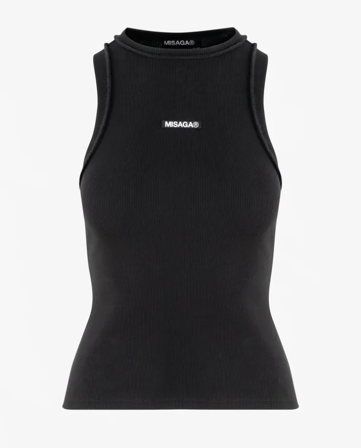 Czarny tank top Core Rib