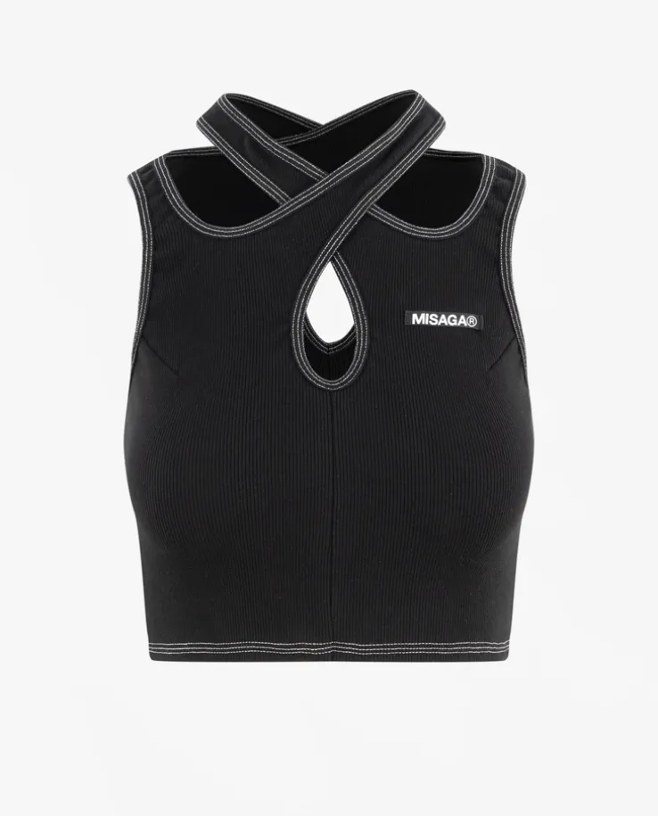 Czarny top Crossback Rib