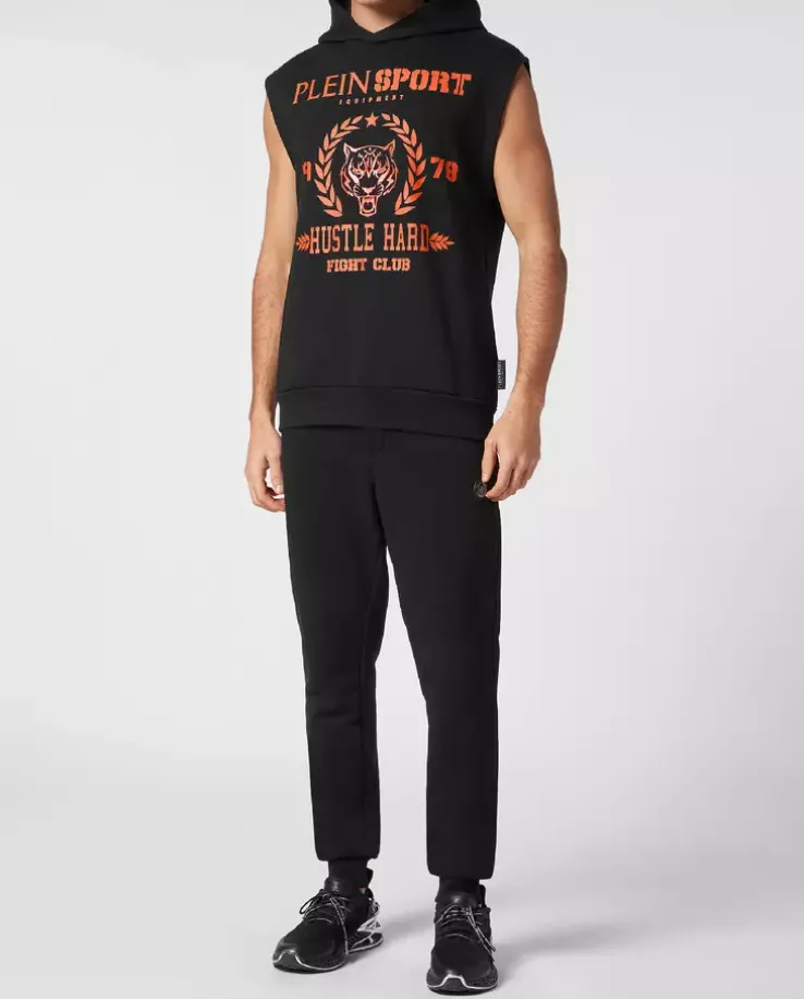 Czarny t-shirt bez rękawów Tiger