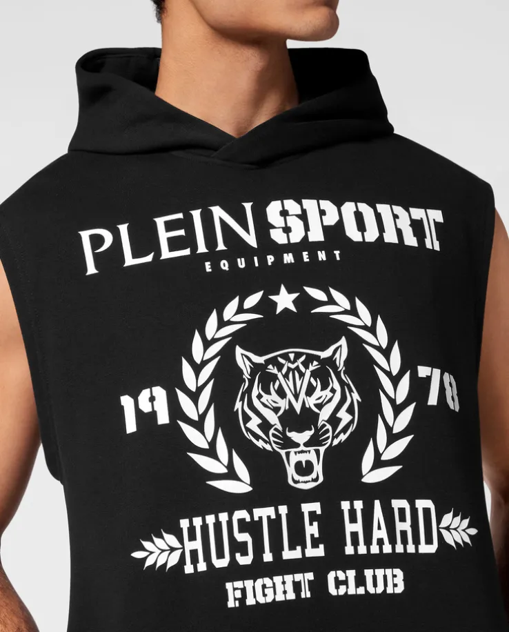 Czarny t-shirt bez rękawów Tiger