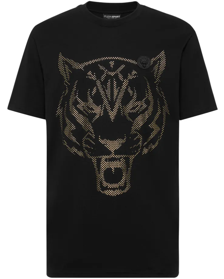 Czarny T-shirt z aplikacją