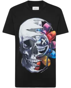 Czarny t-shirt z dużym nadrukiem czaszki
