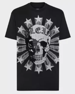 Czarny t-shirt z kryształowym wzorem