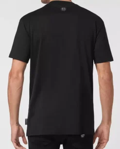 Czarny t-shirt z kryształowym wzorem