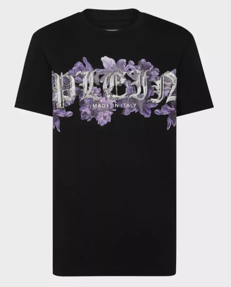 Czarny t-shirt z nadrukiem Flowers