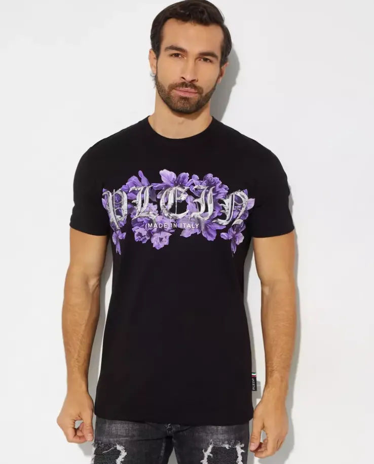 Czarny t-shirt z nadrukiem