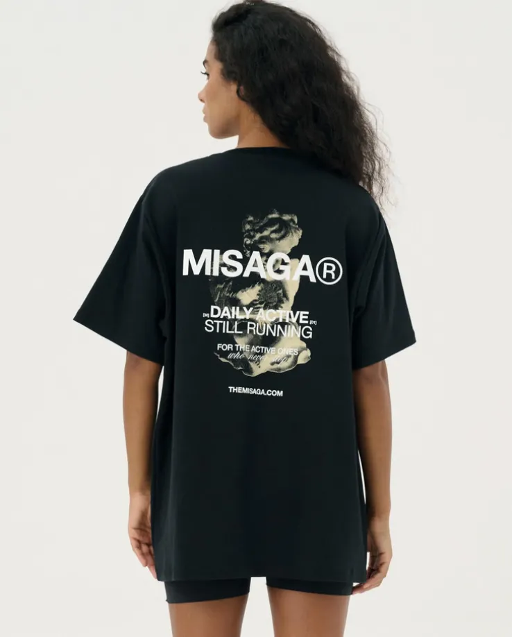 Czarny t-shirt z nadrukiem DASR