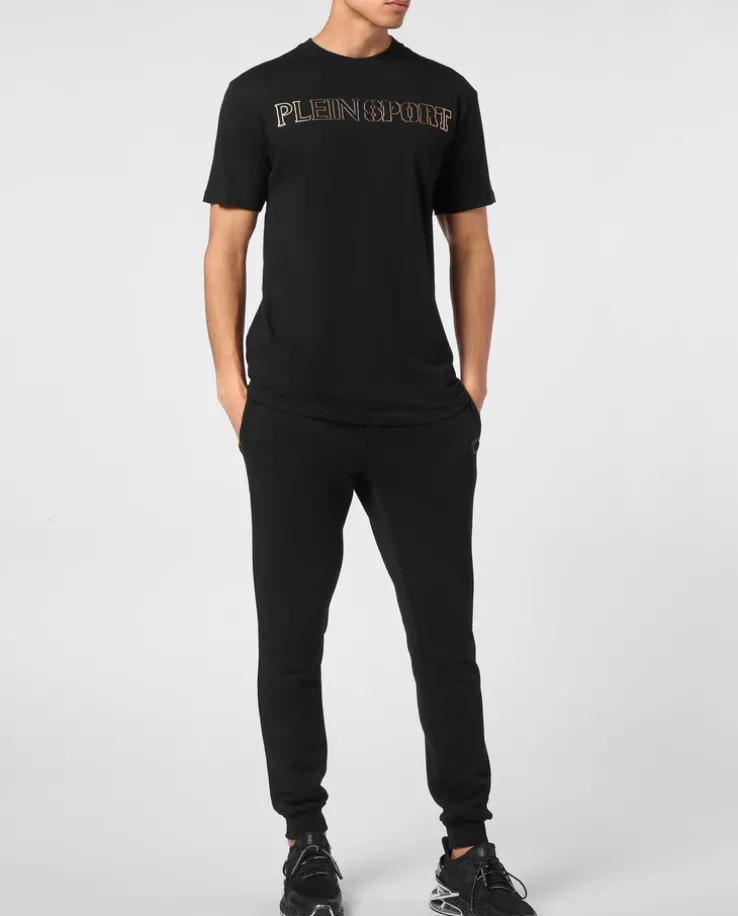 Czarny t-shirt z ozdobnym printem