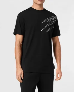 Czarny t-shirt ze srebrną aplikacją