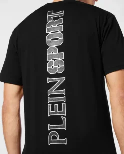 Czarny t-shirt ze srebrną aplikacją