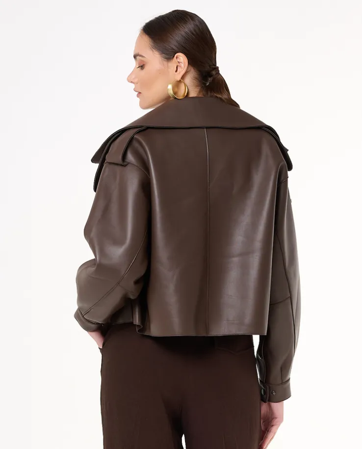 Czekoladowa ramoneska oversize Josepha