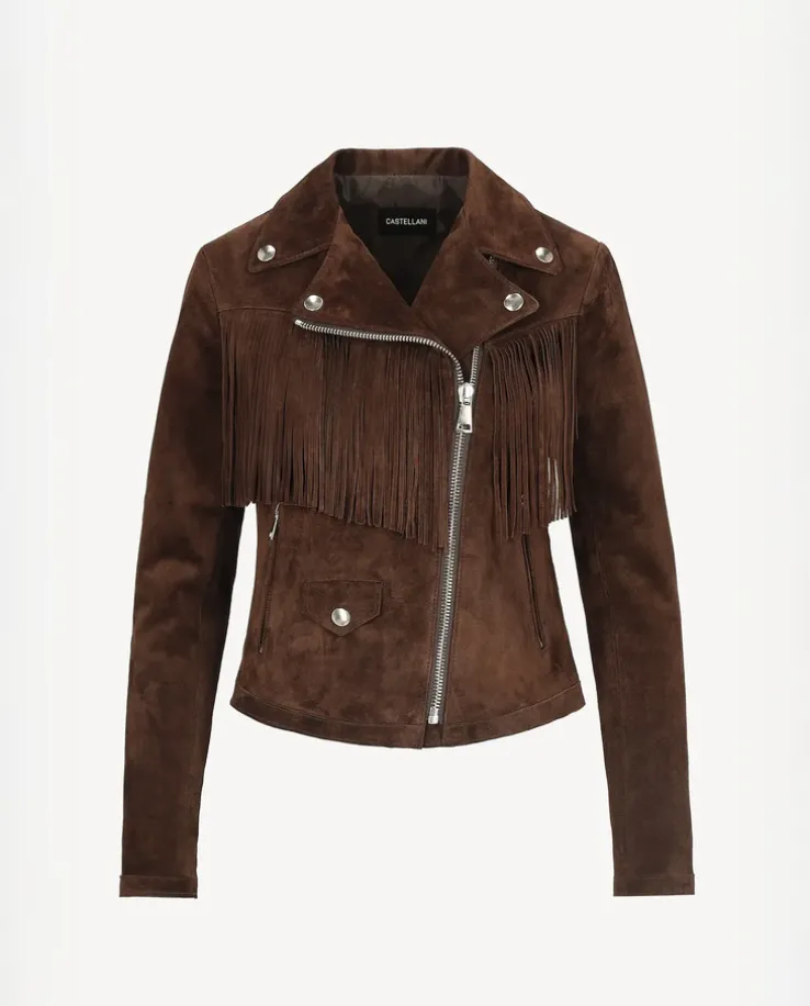 Czekoladowa ramoneska z frędzlami Sorrento
