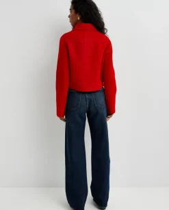 Czerwona wełniany kurtka Zhanna
