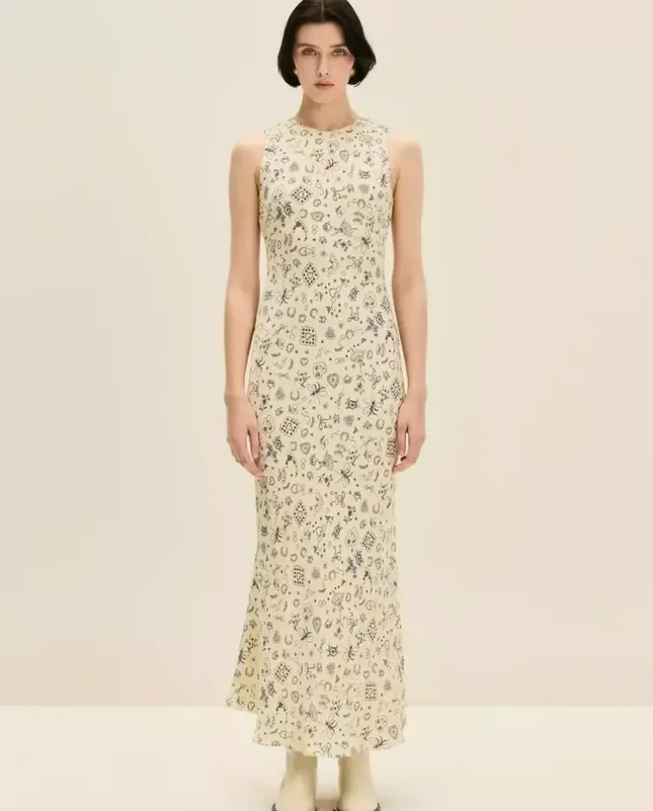 Długa sukienka z printem slip dress