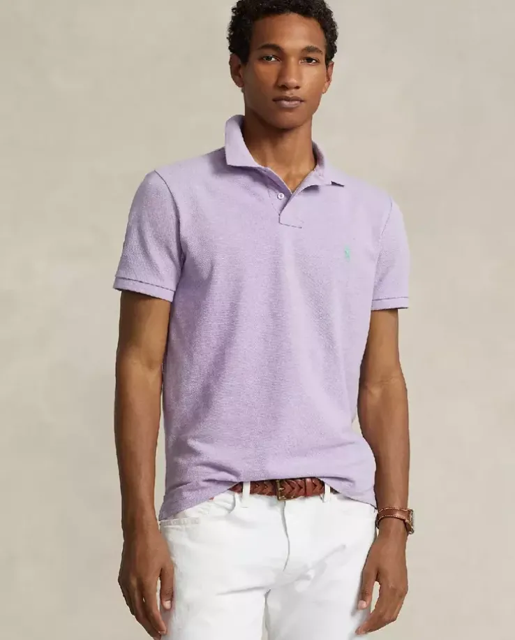 Fioletowa koszulka polo Custom Slim Fit