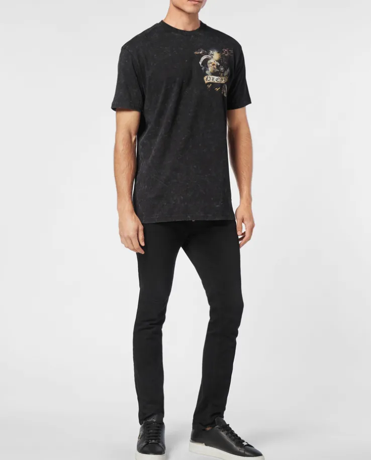 Grafitowy T-shirt z motywem orła
