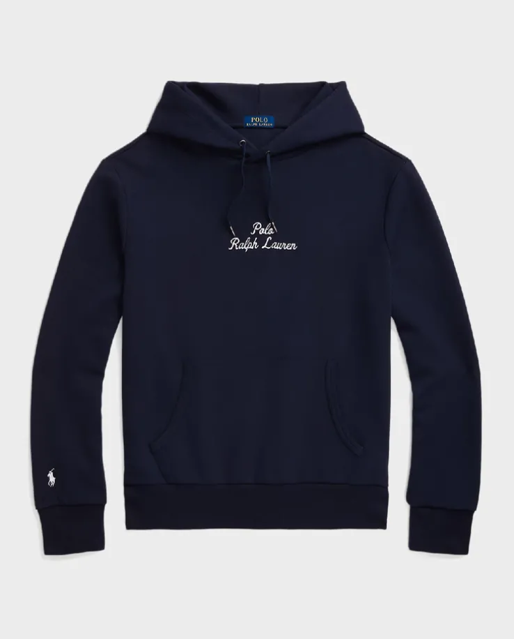 Granatowa bluza z kapturem z logo