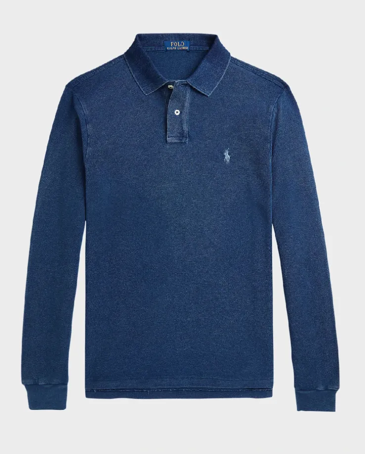 Granatowa bluzka polo z logo Slim Fit